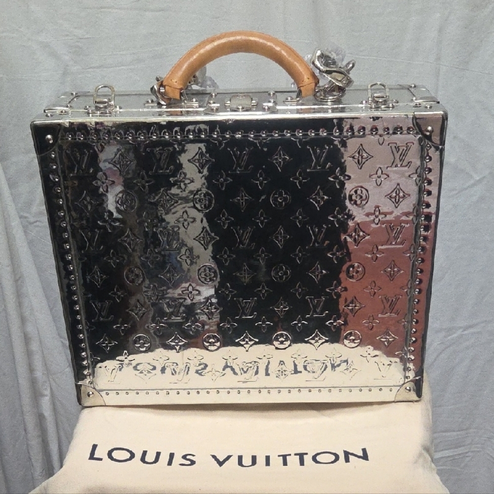 Louis Vuitton Silver and Tan Travel Bag